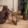 Solid Wood Round End Table with Splicing Top, Farmhouse Sofa