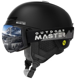 OutdoorMaster Diamond II MIPS Ski Helmet with Ski Goggles PRO Set - Adjustable Fit Snowboard Helmet and Snow Goggles Set - Snow Sport Helmet for Men, Women & Youth - Matte Black, S