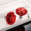Yetaha Red Glass Dresser Knobs, 5PCS Rose Crystal Drawer Handles