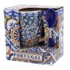 Gift Souvenirs Traditional Blue & Orange Tile Azulejo Ceramic Espresso