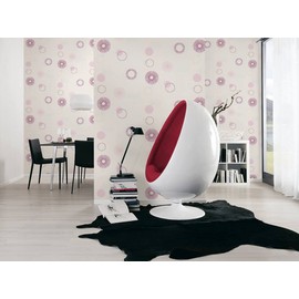 CONCORD WALLCOVERINGS ™ Sample for Display Purpose only Modern Geometric Textured Wallpaper Featuring Inscribed Stripes Circles coencentric, White Pink Purple, 7" x 10"; 302871