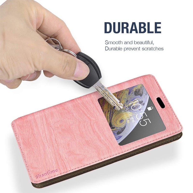 Shantime Viewable Window Leather Flip Case Compatible with AGM Glory