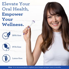 GuruNanda GuruNanda Dual Action Tongue Scraper (1 Pack), 2-in-1 Tongue Scraper & Soft Bristled Brush, Deep Cleans & Fights Bad Breath - Color Varies