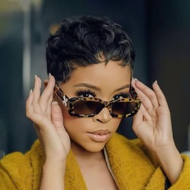 Yviann Pixie Cut Wig Human Hair Short Pixie Wigs for Black Women Human Hair Glueless Full Machine Made Wig Glueless Wear and Go None Lace Front Wigs with Bangs for Daily Use Natural black 1B