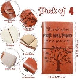 Teacher Gifts for Women Men, 4PCS Leather Journal Thank You Teacher Gifts Gifts for Teachers, Teacher Notebook Thank You Gifts for Women Teacher Christmas Gifts Teacher