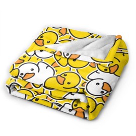 Perinsto Cute Rubber Ducks Throw Blanket Ultra Soft Warm All Season Cartoon Duckies Decorative Fleece Blankets for Bed Chair Car Sofa Couch Bedroom 60"X50"