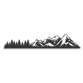 Byzee Forest to Mountain Range Trunk Decal Vehicle Sticker for Car fits Over Badge or Emblem on Trunk (9", Black)