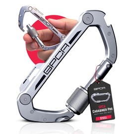 GPCA Carabiner Keychain Clip, Key Organizer, Key Ring, car Key Holder, Multi Tool EDC Gear with Bottle Opener (Steel, Pro)