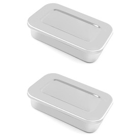 QWORK Stainless Steel Instrument Storage Trays, 2 Pack with Lid, 8 Inch Square Organizer Box for Lab Tools and Small Supplies
