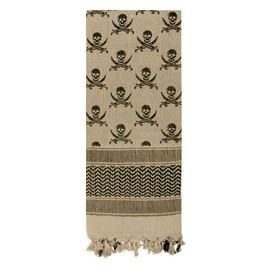 Rothco Skulls Shemagh Tactical Desert Keffiyeh Scarf, Tan