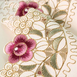 LeLehome 86" Round Flower Embroidered Lace Tablecloth, Elegant Floral Vintage Classic Large Table Cloth Cover for Home Dining Kitchen Decoration, Red Rose