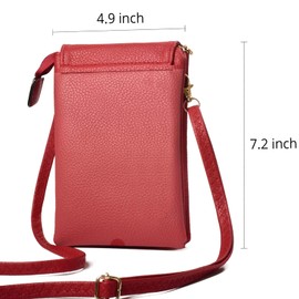 LassZone Women Cross Body Bag Small Phone Wallet Faux Leather Purse Shoulder Bags Adjustable Strap and Chain for Ladies Girls (Red)