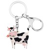 BONSNY Acrylic Sweet Flower Cow Dairy Cattle Keychains Key Ring