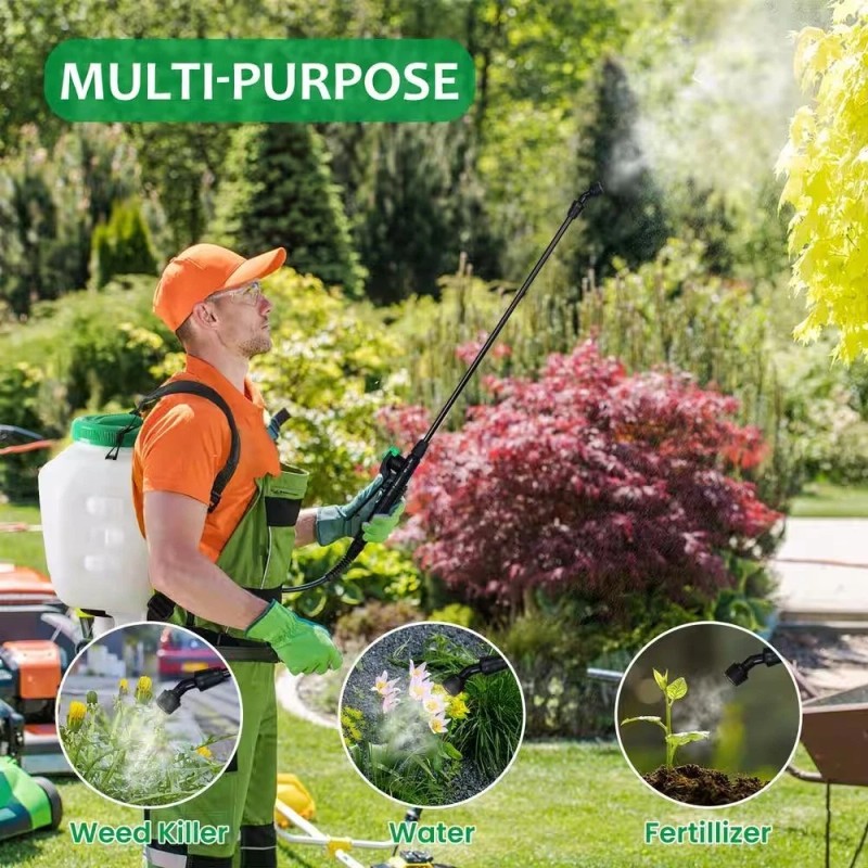 Unbranded 4-Gallon Backpack Sprayer with Padded Shoulder Strap for Pests