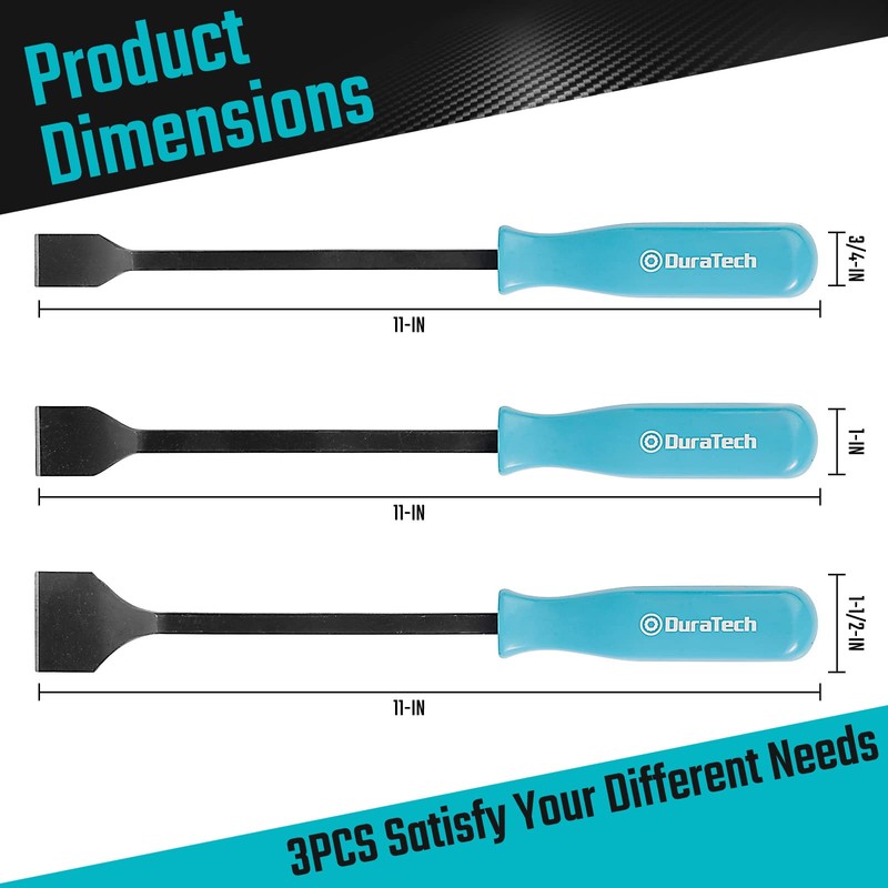 DURATECH Gasket Scraper Set, 3-Piece, 3/4",1",1-1/2", Sharp Edge, Drop Forged