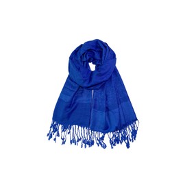 Wendyfull Pashmina Shawls and Wraps w/Fringe Two Tone Vintage Jacquard Paisley Rave Scarf for Weddings Festival (Sapphire Blue)