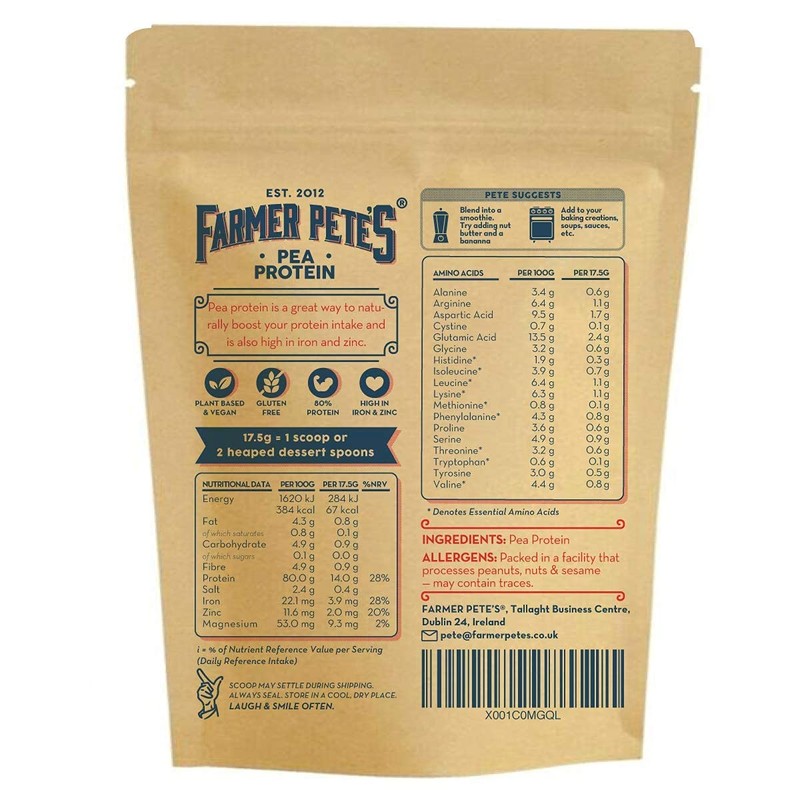 Farmer Pete's Farmer Pete's Pea Protein Powder 1kg - Dairy