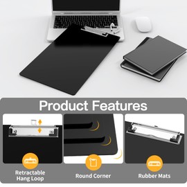 Juvealoe Legal Size Clipboard, 8.5 x 14 Black Plastic Long Clip Board with Low Profile Clip, 9 x 15 in, Suitable for Legal Lawers and Business, Office Supply