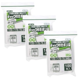 Household Japan CF-4 Plastic Bags with Zipper, Food Sanitation Act Compliant with the Food Sanitation Act, 3 Sets of 3, Approx. 6.7 x 4.7 x 0.01 inches (17 x 12 x 0.004 cm) (1 Sheet), Transparent