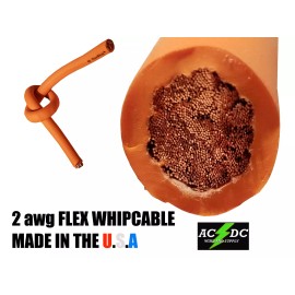 ACDC 35' #2 HIGHLY FLEXIBLE WELDING WHIP CABLE ORANGE 600V USA MADE EPDM COPPER AWG
