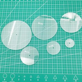 Set of 6 Circle Shape Acrylic Sashiko Stencils for Hand Quilting and Embroidery (Circle)