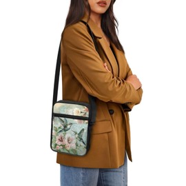 Dngkaoje Flowers Hummingbird Crossbody Purse for Women Shoulder Handbags Cute Messenger Bag Small Hummingbird Travel Sling Satchel Mini Wallet Mushroom Crossbody Bag Women Purse