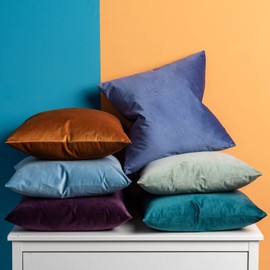 JUSPURBET Blue Velvet Throw Pillow Covers 14x14 Inches Set of 2 with Zipper,Decorative Soft Solid Pillow Covers for Couch Bed Sofa, Purple Blue