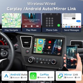 8 Core 4G+64G Android 13 Radio for Honda Civic 2013-2017, Rimoody Car Stereo with Carplay Android auto 9 Inch Touchscreen GPS 4G-WiFi Bluetooth FM/RDS DSP-36 Mirror Link 59-UI Themes Backup Camera