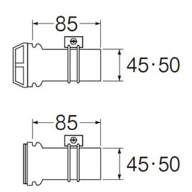 SANEI T46-6 Bath PC Connection Tube, Tub to Bathtub Connection, Pipe Diameter 45, 50, 1 Set (2 Pieces)