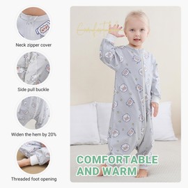 MICHLEY Baby Sleeping Sack with Legs Cotton Long Sleeve Toddler Wearable Blanket Sleeping Bag 6-18 Months, Sheep