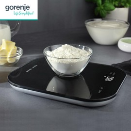 Gorenje KT10ORAB Digital Kitchen Scale, Highly Resistant Tempered Glass, Tare Function, Up to 10 kg, EasyTouch Operation, LED Display, Black
