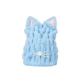 Mikinona Cat Ear Hair Drying Towel Fast Absorbent Microfiber Cap for Long Hair Comfortable Bath Use Material Quick Drying