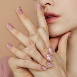 ohora ohora Semi Cured Gel Nail Strips (N Pixie Dust) - Nude, Glitter, Works with Any UV/LED Nail Lamps, Salon-Quality, Easy to Apply & Remove - Valentine's Day Gel Nail Wraps, stickers, romantic gift ideas