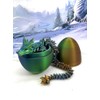 3D Printed Dragon Egg with Dragon Inside, Articulated Crystal Dragon