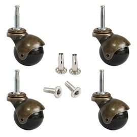 Ball Caster Wheels, Vintage Furniture Replacement Castors for Chair, Leaf Table, Tea Trolley - 30kg Load Capacity Each for Ottomans, Wheelchair, Coffee Table - Swivel Casters (4 Pcs)