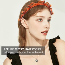 2 Pcs Clip Headbands,Multi-Layer Teeth Comb Hair Hoop Headband,Non-Slip Double Layer Twist Plait Head band,Multi-Layer Teeth Comb Hair Hoop Headband for Women Girls(Black,Brown)