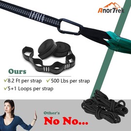 AnorTrek Camping Hammock with Mosquito Net, Double & Single Lightweight Portable Hammocks with Tree Straps, Parachute Hammock for Camping, Backpacking (Black&Gray, Double 118''L x 78''W)