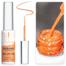 BURANO Holographic Gel Nail Polish Liner Nail Art Polish, Reflective Glitter Painted Gel Nail Design Polish 1 Bottle, Build in Thin Nail Brush Chrome Gel Curing Required 8ml (LX24)