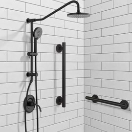 Lava Odoro Shower Grab Bar, Modern Stainless Steel Handicap Grab Bar for Bathtubs and Showers, Shower Safety Bar for Seniors Disabled, ADA-Compliant (Matte Black, 18 Inch)