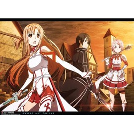 Great Eastern Entertainment Sword Art Online Asuna, Kirito, Lizbeth Town Wall Scroll, 33 by 44-Inch