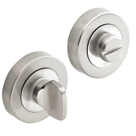Decoranddecor Round Turn and Release Set for Bathroom Lock 54mm - Toilet Door Thumb Twist (Brushed Chrome)