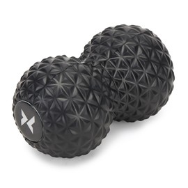 TREXO Doppia sfera di colore nero, 16 x 9 x 9 cm, realizzata in EVA flessibile, resistente e leggera, doppia palla massaggiante con superficie antiscivolo, ideale per la schiena e il collo