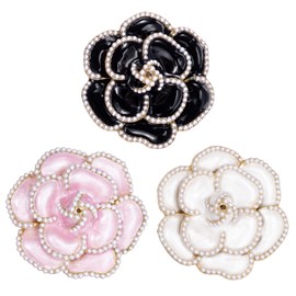 PAGOW 3Pcs Flower Brooch Pin, Fashion Petal Pearl Elegant Exquisite Brooches Pins Set Decoration for Women Wedding Banquet Party Shirts Dresses