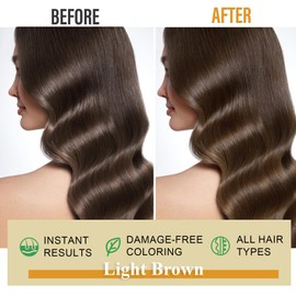 Light Brown Hair Dye Shampoo for Gray Hair - 3-in-1 Coloring & Conditioning Treatment, Natural Shampoo Dye Hair Color for Women & Men, Gentle Covers Gray Hair in Minutes, Champu Para Canas, 500ml