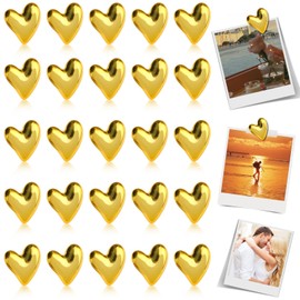 25Pcs Cute Magnets for Refrigerator, Golden Cute Heart Magnets Fridge Magnets Strong Holding Power Locker Magnets, Cute Fridge Magnets for Kitchen Cabinet Classroom Office Whiteboard Supplies