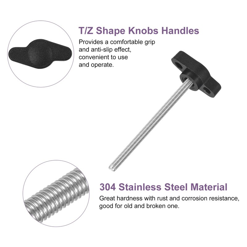 Sourcing Map 6Pcs Tee Wing Knobs Thumb Screws, M4 x