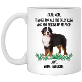 Funny Saying Bernese Mountain Dog Tri Color Brown Gifts For Dog Mom Thanks For The Belly Rubs Christmas 2024 Gifts White Mug 11oz