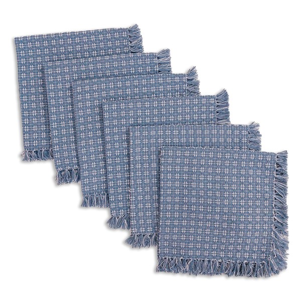 The Season Thread Set of 6 Napkins, Wedgewood Blue/White Woven