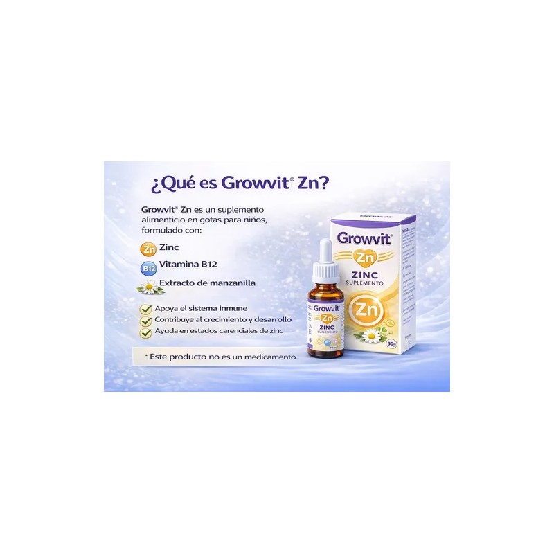 Growvit Zinc, Vitamina B12, Manzanilla Suplemento 2 Pack