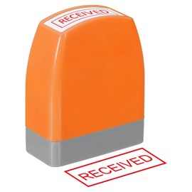 PATIKIL Received Notice Stamp Self Inking, Red Ink Office Stamps Pre Inked Message Refillable Business Stamper, Orange
